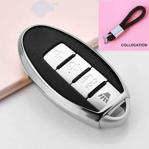 Planet Gates A-Silver-keychain Soft TPU Car Key Case Auto Key Protection Cover For Nissan Infiniti QX50 Q50L Tears of the Sky Artificial Crystal Pendant