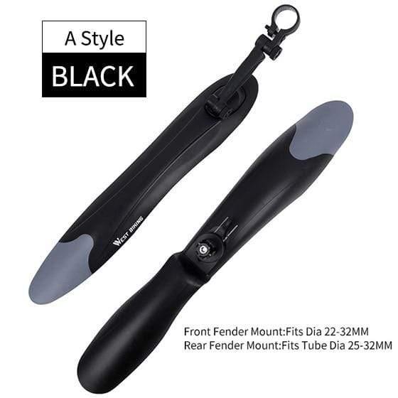 Planet Gates A Style Black Quick Release Mountain Bike Fenders 2PCS Front Rear Cycling Bike Mudguard Wing 24 26 27.5 29 inch MTB Bicycle Fender
