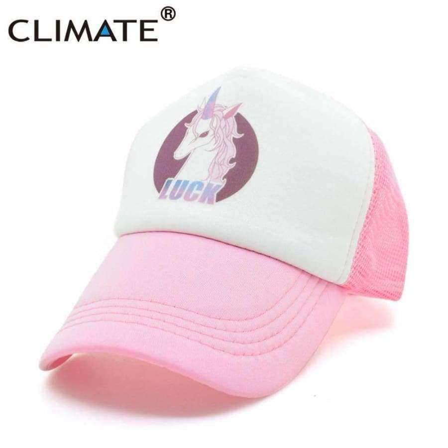 Planet Gates A Style / Fits 55to58cm head CLIMATE Women Girl Unicorn Luck Pink Mesh Summer Cool Caps new Youth Young Girl Pink Unicorn Cool Net Mesh Hat Caps Summer