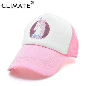 Planet Gates A Style / Fits 55to58cm head CLIMATE Women Girl Unicorn Luck Pink Mesh Summer Cool Caps new Youth Young Girl Pink Unicorn Cool Net Mesh Hat Caps Summer