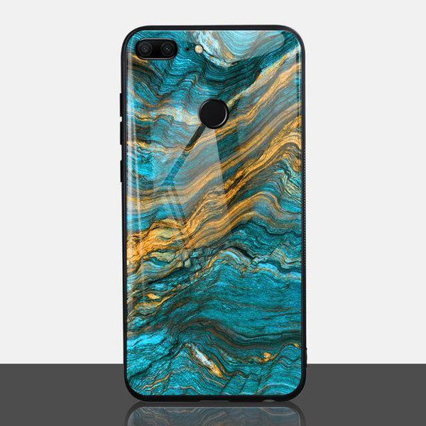 Planet Gates A style / P20 Lite TOMKAS Agate Marble Phone Case for Huawei P20 Lite Case on Honor 9 Lite Soft Edge PC+Glass Back Cover Case on for Huawei P Smart