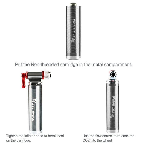 Planet Gates A Style Silver Portable Bicycle Pump Aluminum Alloy Ultralight Air CO2 Inflator Bike Cycling Pump Schrader & Presta Mini Bike Pump