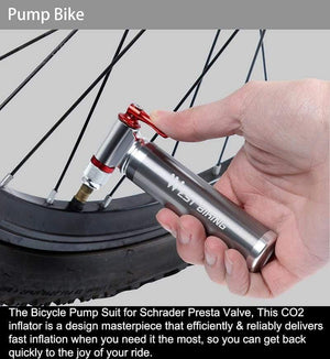 Planet Gates A Style Silver Portable Bicycle Pump Aluminum Alloy Ultralight Air CO2 Inflator Bike Cycling Pump Schrader & Presta Mini Bike Pump