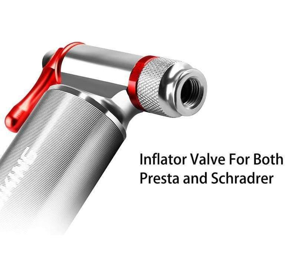 Planet Gates A Style Silver Portable Bicycle Pump Aluminum Alloy Ultralight Air CO2 Inflator Bike Cycling Pump Schrader & Presta Mini Bike Pump