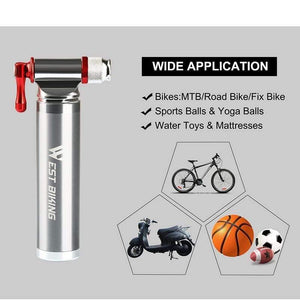 Planet Gates A Style Silver Portable Bicycle Pump Aluminum Alloy Ultralight Air CO2 Inflator Bike Cycling Pump Schrader & Presta Mini Bike Pump