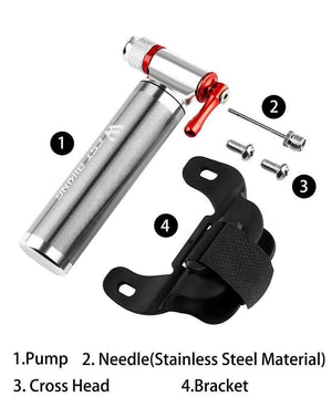Planet Gates A Style Silver Portable Bicycle Pump Aluminum Alloy Ultralight Air CO2 Inflator Bike Cycling Pump Schrader & Presta Mini Bike Pump