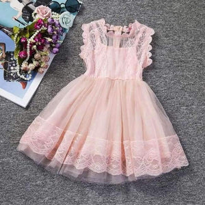 Planet Gates A00274F / 8 Baby Girl Floral Lace Princess Tutu Dress Wedding Christening Gown Dress Girls Clothes For Kids Party Wear Meninas Vestidos