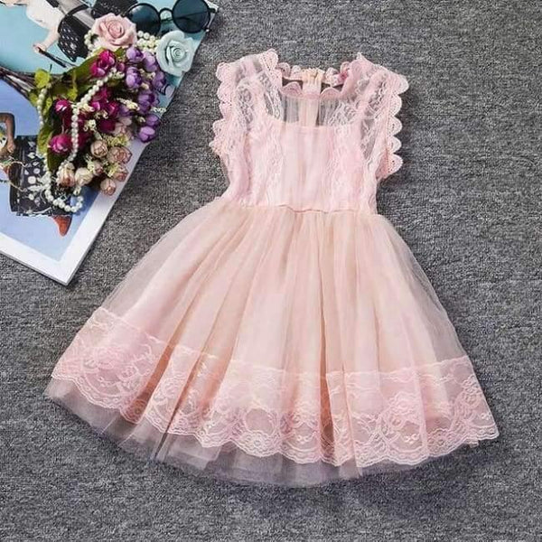 Planet Gates A00274F / 8 Baby Girl Floral Lace Princess Tutu Dress Wedding Christening Gown Dress Girls Clothes For Kids Party Wear Meninas Vestidos