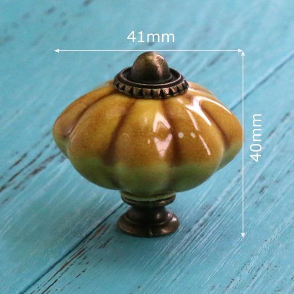 Hand Painted Ceramic Pumpkin Knobs Cabinet Drawer Handles Pulls Pack Of One Knob With Screw