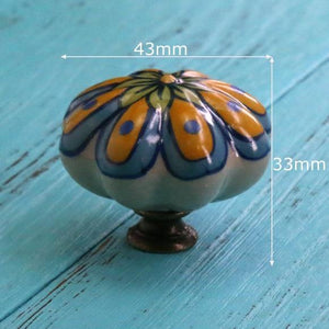 Hand Painted Ceramic Pumpkin Knobs Cabinet Drawer Handles Pulls Pack Of One Knob With Screw