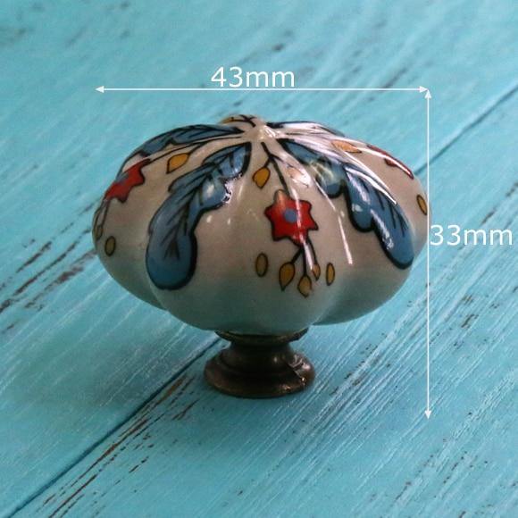 Hand Painted Ceramic Pumpkin Knobs Cabinet Drawer Handles Pulls Pack Of One Knob With Screw