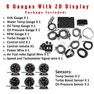 Planet Gates A1 Defi Link System Daisy Chain Auto Gauge ZD+6 gauges Volt Water Temp Oil Temp Oil Press Tachometer RPM Turbo
