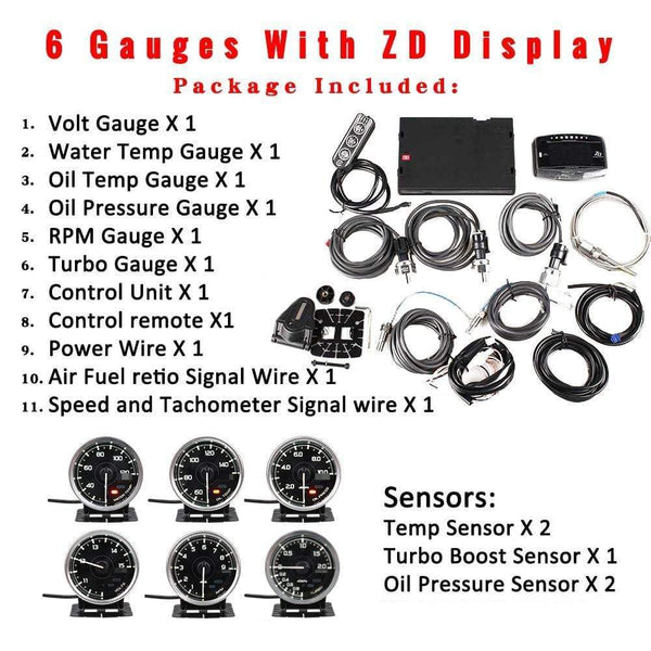 Planet Gates A1 Defi Link System Daisy Chain Auto Gauge ZD+6 gauges Volt Water Temp Oil Temp Oil Press Tachometer RPM Turbo