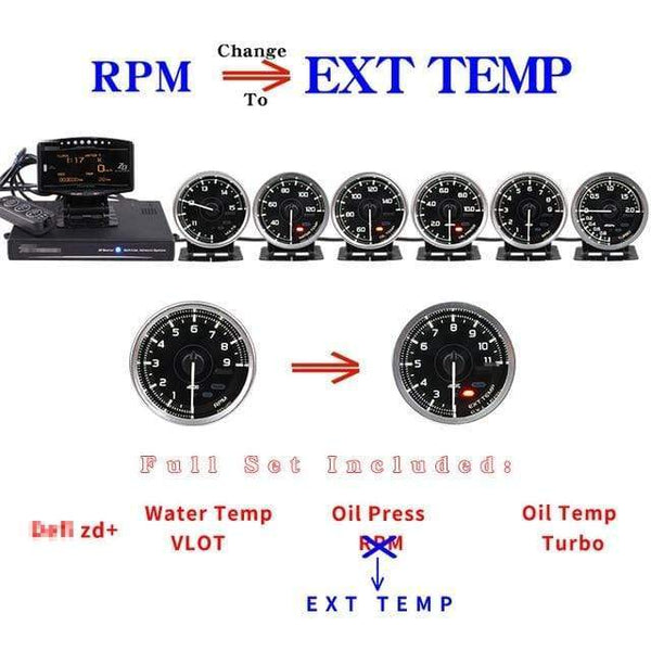 Planet Gates A1-RPM-EXT TEMP A1 Defi Link System Daisy Chain Auto Gauge ZD+6 gauges Volt Water Temp Oil Temp Oil Press Tachometer RPM Turbo