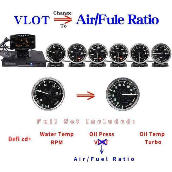 Planet Gates A1-Volt-AFR A1 Defi Link System Daisy Chain Auto Gauge ZD+6 gauges Volt Water Temp Oil Temp Oil Press Tachometer RPM Turbo