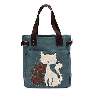 Planet Gates A1 Women's messenger handbag canvas bag with cute cat small shopping shoulder bag