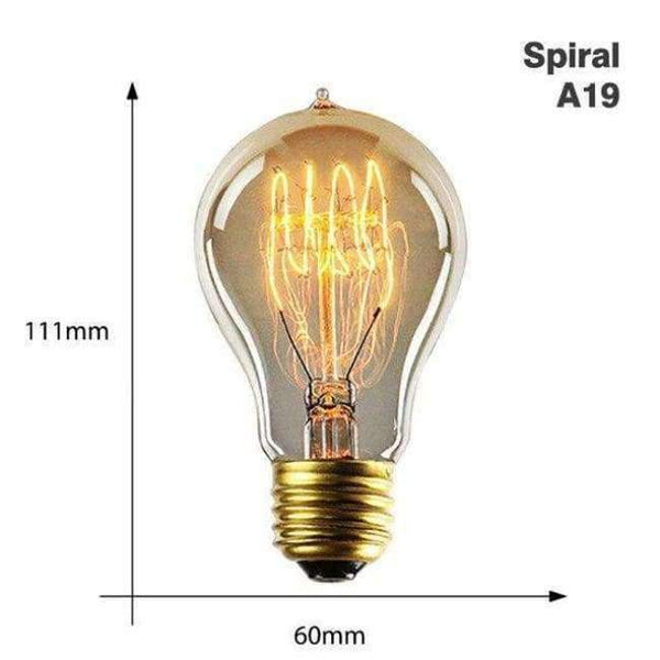 Planet Gates A19 spira / 220V E27 Edison Bulb E27 220V 40W ST64 A19 T45 G80 G95 G12 Retro Lamp Incandescent filament bulb lighting Vintage Light Bulb Edison Lamp