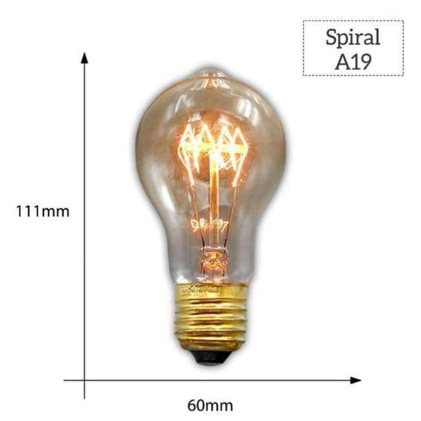 Planet Gates A19 Spiral / E27 MACLOU Vintage Edison Bulb E27 220V Retro Lamp 40WAmpoule Vintage Light Bulb Edison Lamp Incandescent Light Filament Edison Bulb