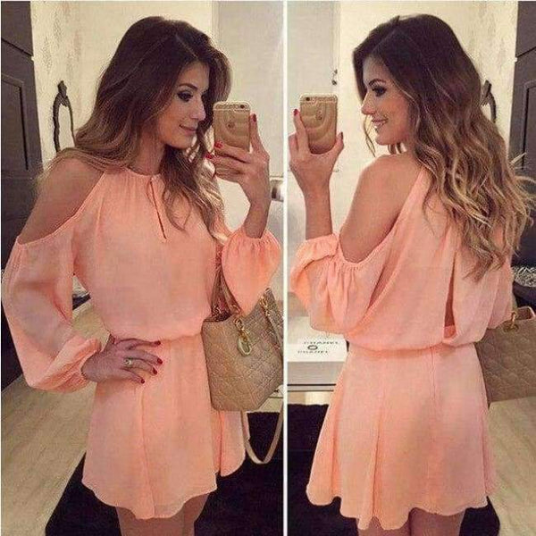 Planet Gates a2 / S Chiffon Off-Shoulder Strap Long Sleeve Casual Solid Color Dress Women Design Summe Sexy Dress Party Eventing Bodycon Dress