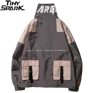 Planet Gates A27A11 Blue / L Windbreaker Men Japan  Multi Pockets Jacket Coat Retro Vintage Casual Track Jacket Streetwear