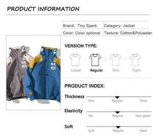 Planet Gates A27A11 Blue / L Windbreaker Men Japan  Multi Pockets Jacket Coat Retro Vintage Casual Track Jacket Streetwear