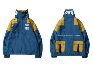 Planet Gates A27A11 Blue / L Windbreaker Men Japan  Multi Pockets Jacket Coat Retro Vintage Casual Track Jacket Streetwear