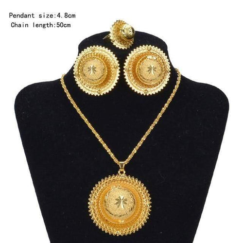 Planet Gates A30019 Jewelry Sets African Nigeria Sudan Eritrea Kenya Pure Gold Color Habasha Style Wedding Sets D30019