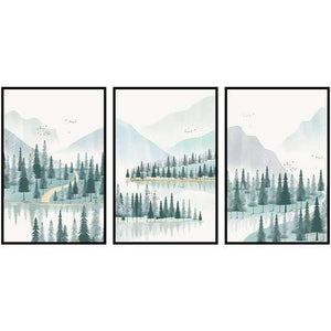 Modern Minimalist Forest And River Poster Landscape Painting Print Canvas Painting Picture Home Wall Art Decoration Custom
