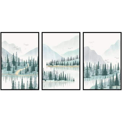 Modern Minimalist Forest And River Poster Landscape Painting Print Canvas Painting Picture Home Wall Art Decoration Custom