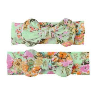 2PCS Mama & Baby Headwear Bowknot Elastic HeadBands For Women Children Tuban Baby HairBands Hair Accessories