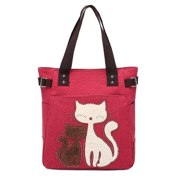 Planet Gates A4 Women's messenger handbag canvas bag with cute cat small shopping shoulder bag
