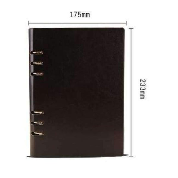 Planet Gates A5 black Free Logo Custom Leather A5 Notebook Mini Writing Pads Binder Loose leaf Diary Office School Mini A6 PU Notepad with Rings