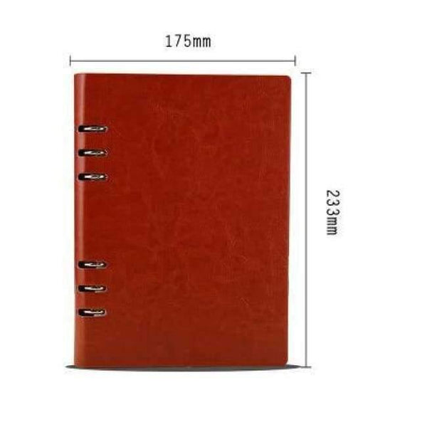 Planet Gates A5 brown Free Logo Custom Leather A5 Notebook Mini Writing Pads Binder Loose leaf Diary Office School Mini A6 PU Notepad with Rings