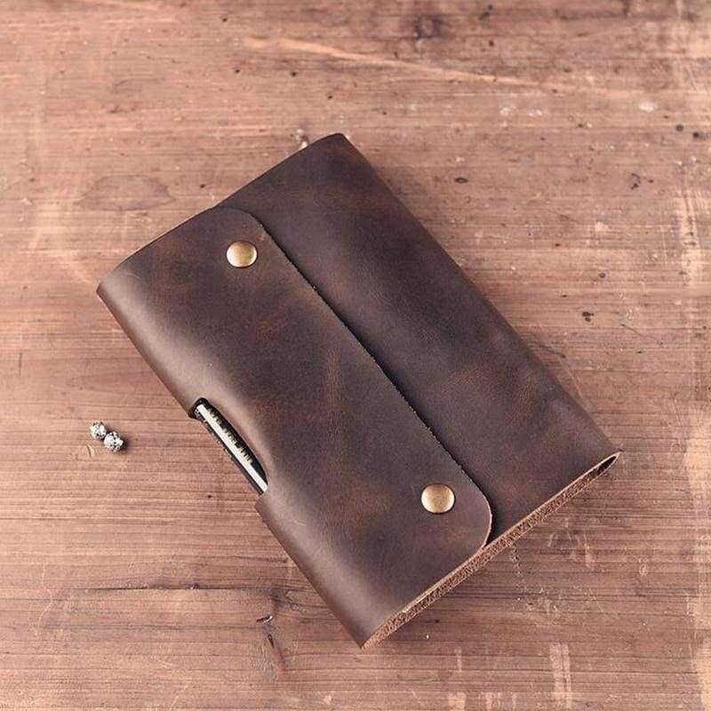Planet Gates A5 Brown Paperboat Vintage Logo Custom A5 A6 Notebook Genuine Leather Diary Planner Rings Office Diary Spiral Travelers Writing pad