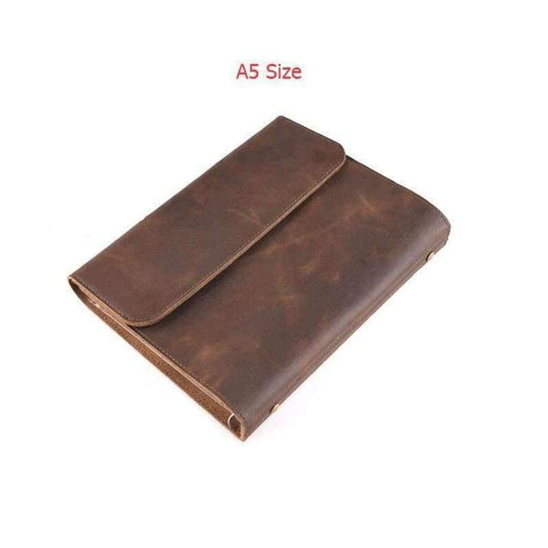 Planet Gates A5 Brown Paperboat Vintage Logo Custom A5 A6 Notebook Genuine Leather Diary Planner Rings Office Diary Spiral Travelers Writing pad