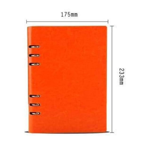 Planet Gates A5 Orange Free Logo Custom Leather A5 Notebook Mini Writing Pads Binder Loose leaf Diary Office School Mini A6 PU Notepad with Rings