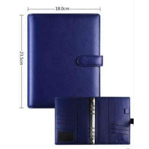 Planet Gates A5 With Hasp Blue Genuine Leather Logo Custom A5 Notebook Cowhide Travelers Loose leaf Office Commercial Writing Pads Diary Rings Binder