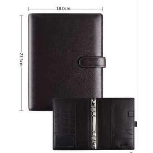 Planet Gates A5 With Hasp Coffee Genuine Leather Logo Custom A5 Notebook Cowhide Travelers Loose leaf Office Commercial Writing Pads Diary Rings Binder