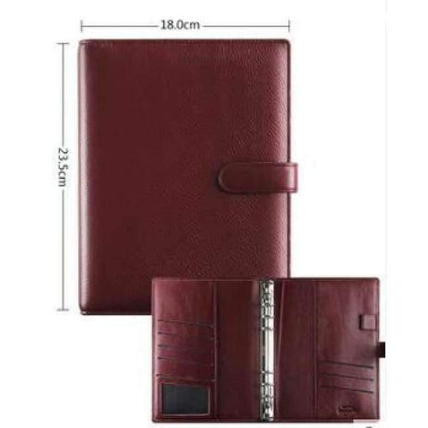 Planet Gates A5 With Hasp Red Genuine Leather Logo Custom A5 Notebook Cowhide Travelers Loose leaf Office Commercial Writing Pads Diary Rings Binder