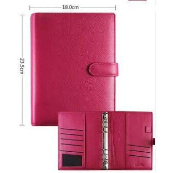 Planet Gates A5 With Hasp Rose Genuine Leather Logo Custom A5 Notebook Cowhide Travelers Loose leaf Office Commercial Writing Pads Diary Rings Binder