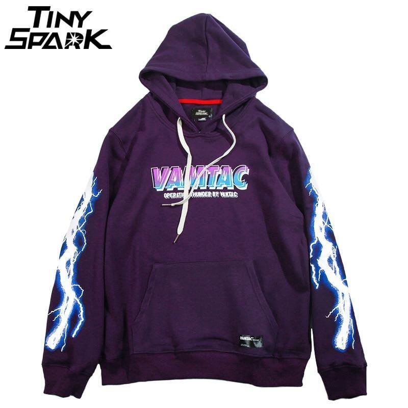 Planet Gates A52W206 Black / XL Hip Hop Men Hoodie Sweatshirt Cool Lightning 3D Print Harajuku Hoodie Streetwear Casual Black