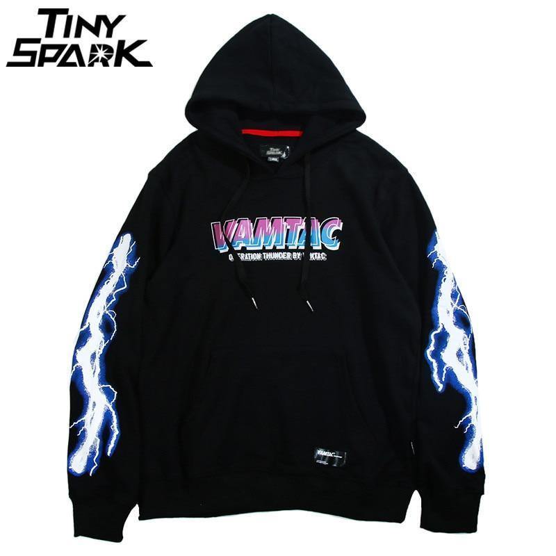 Planet Gates A52W206 Black / XL Hip Hop Men Hoodie Sweatshirt Cool Lightning 3D Print Harajuku Hoodie Streetwear Casual Black