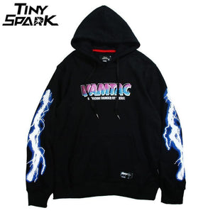 Planet Gates A52W206 Black / XL Hip Hop Men Hoodie Sweatshirt Cool Lightning 3D Print Harajuku Hoodie Streetwear Casual Black