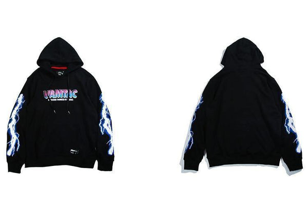 Planet Gates A52W206 Black / XL Hip Hop Men Hoodie Sweatshirt Cool Lightning 3D Print Harajuku Hoodie Streetwear Casual Black