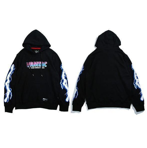Planet Gates A52W206 Black / XL Hip Hop Men Hoodie Sweatshirt Cool Lightning 3D Print Harajuku Hoodie Streetwear Casual Black
