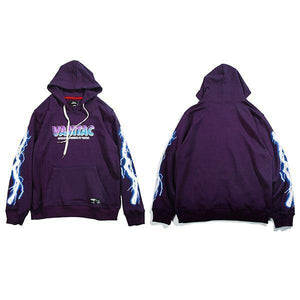 Planet Gates A52W206 Purple / XL Hip Hop Men Hoodie Sweatshirt Cool Lightning 3D Print Harajuku Hoodie Streetwear Casual Black