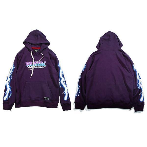 Planet Gates A52W206 Purple / XL Hip Hop Men Hoodie Sweatshirt Cool Lightning 3D Print Harajuku Hoodie Streetwear Casual Black