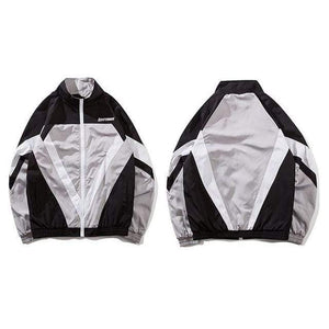 Planet Gates A56981 Grey / L Jacket Windbreaker Men Colorful Patchwork Jacket Coat Casual Zip Up Harajuku Track Jacket Streetwear