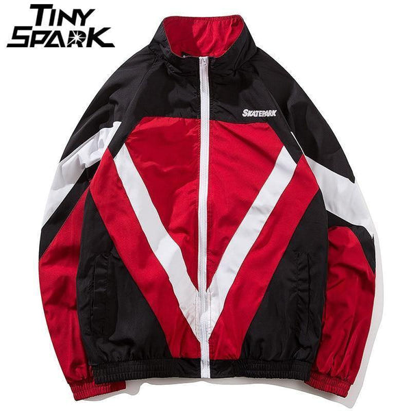 Planet Gates A56981 Grey / L Jacket Windbreaker Men Colorful Patchwork Jacket Coat Casual Zip Up Harajuku Track Jacket Streetwear