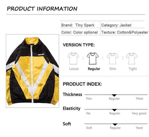 Planet Gates A56981 Grey / L Jacket Windbreaker Men Colorful Patchwork Jacket Coat Casual Zip Up Harajuku Track Jacket Streetwear